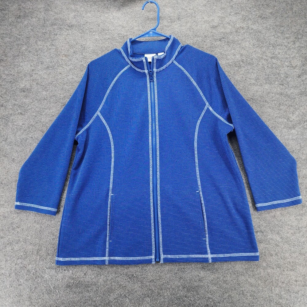 Weekends by Chicos Jacket Womens 2 US Large Full Zip Blue